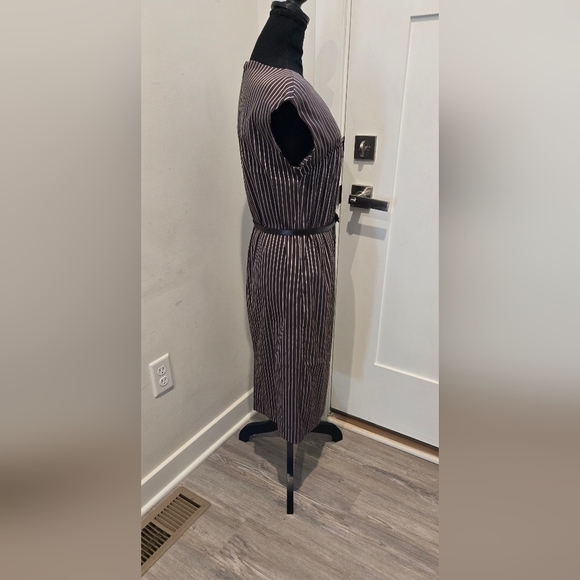 Neiman Marcus Brown and White Striped Dress - Picture 3 of 5